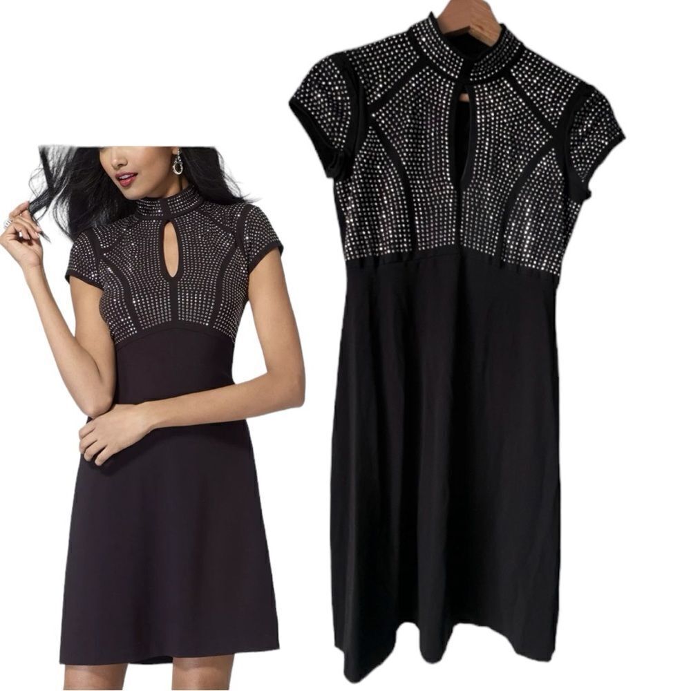 Women’s CACNE Black Studded Evening Dress Cocktail Party S.